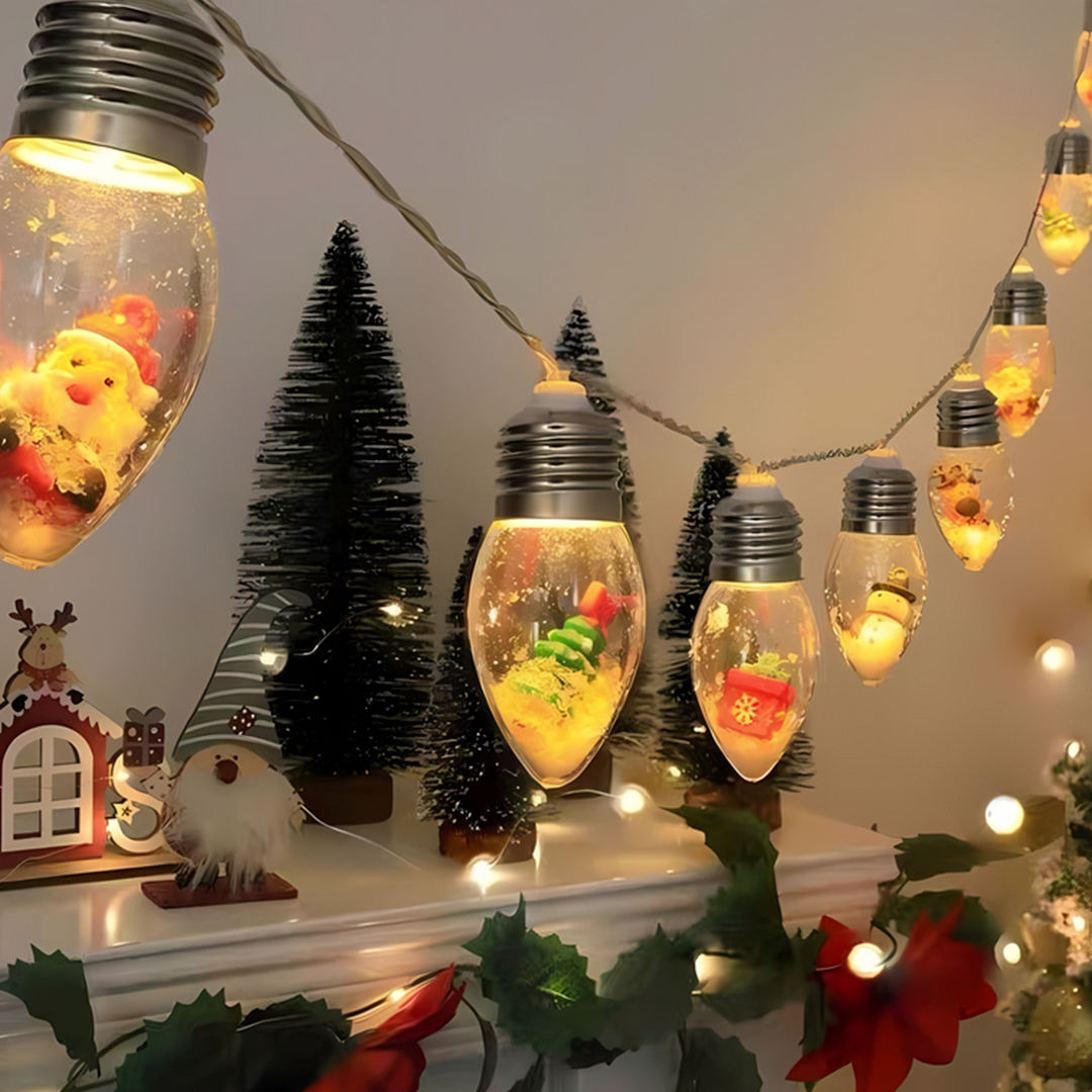 FrostGlow™ – LED Weihnachts-Lichterkette mit Schneeglühbirnen