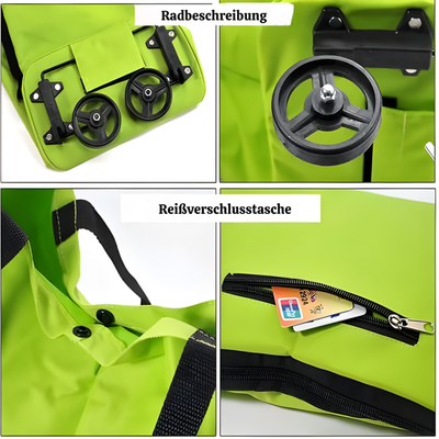 TrollyFold™ – Zusammenklappbare 2-in-1 Einkaufs Tragetasche mit Rollen