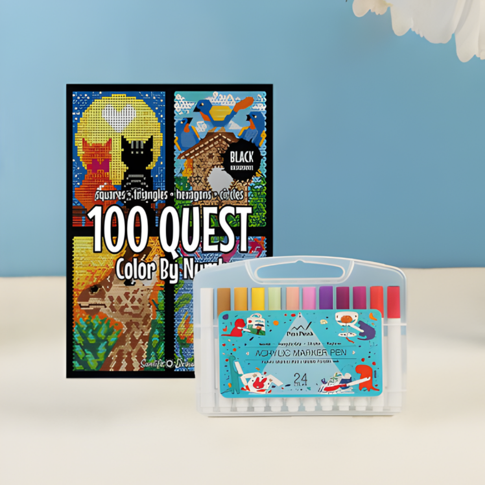 MosaicQuest™ – 100-seitiges Malen-nach-Zahlen Kunstbuch Set