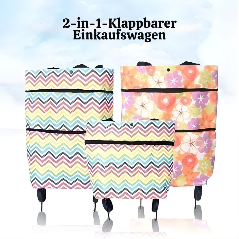 TrollyFold™ – Zusammenklappbare 2-in-1 Einkaufs Tragetasche mit Rollen