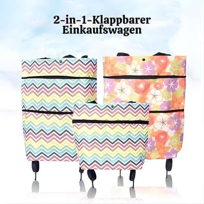 TrollyFold™ – Zusammenklappbare 2-in-1 Einkaufs Tragetasche mit Rollen