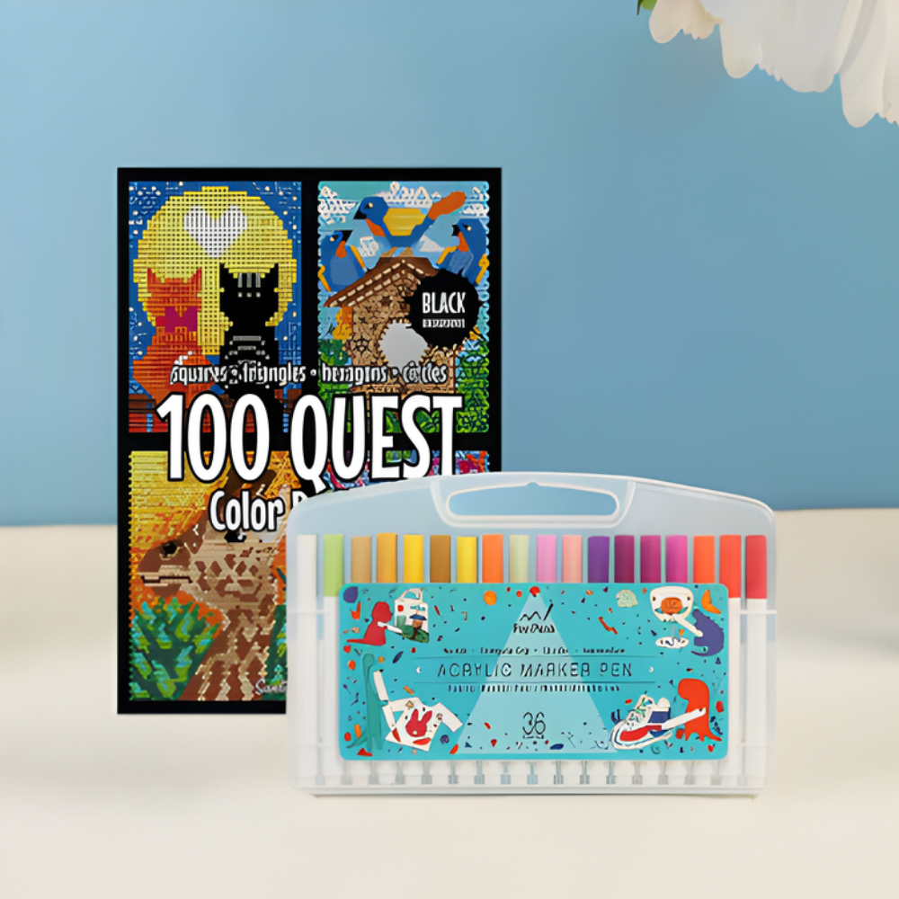 MosaicQuest™ – 100-seitiges Malen-nach-Zahlen Kunstbuch Set