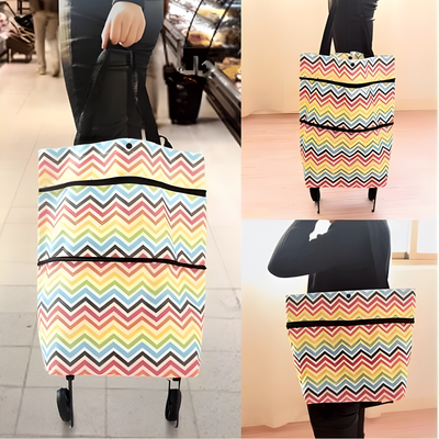 TrollyFold™ – Zusammenklappbare 2-in-1 Einkaufs Tragetasche mit Rollen