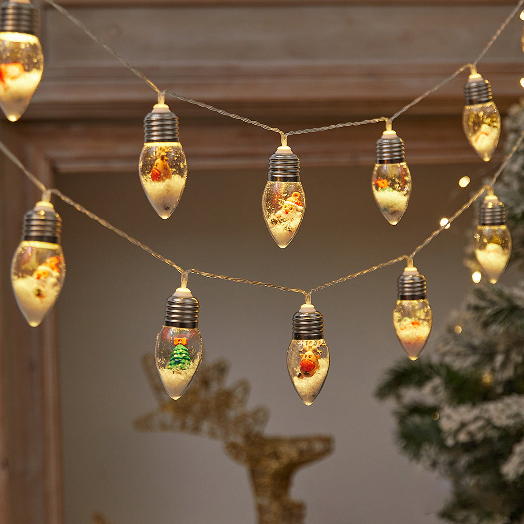 FrostGlow™ – LED Weihnachts-Lichterkette mit Schneeglühbirnen