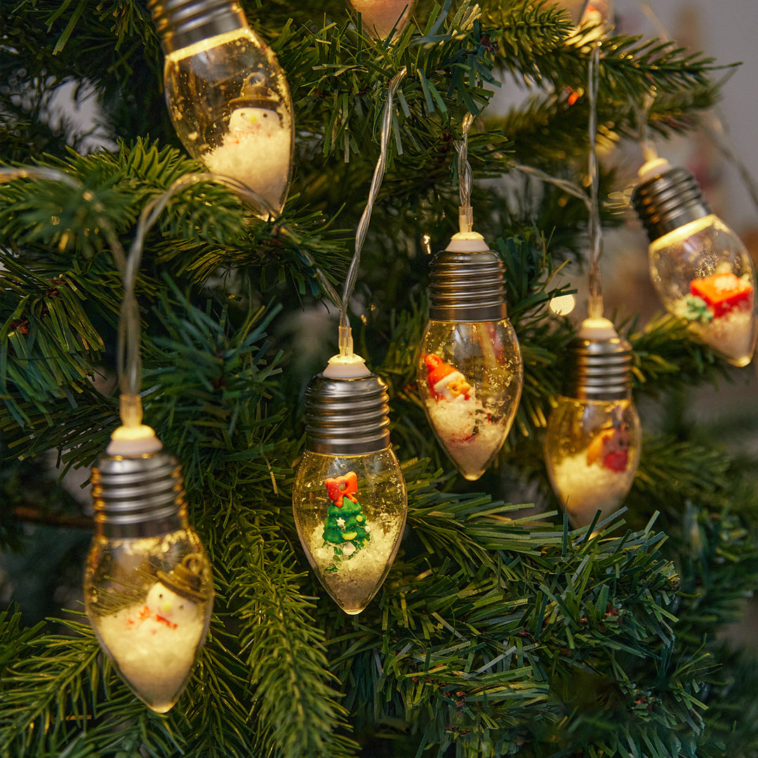 FrostGlow™ – LED Weihnachts-Lichterkette mit Schneeglühbirnen