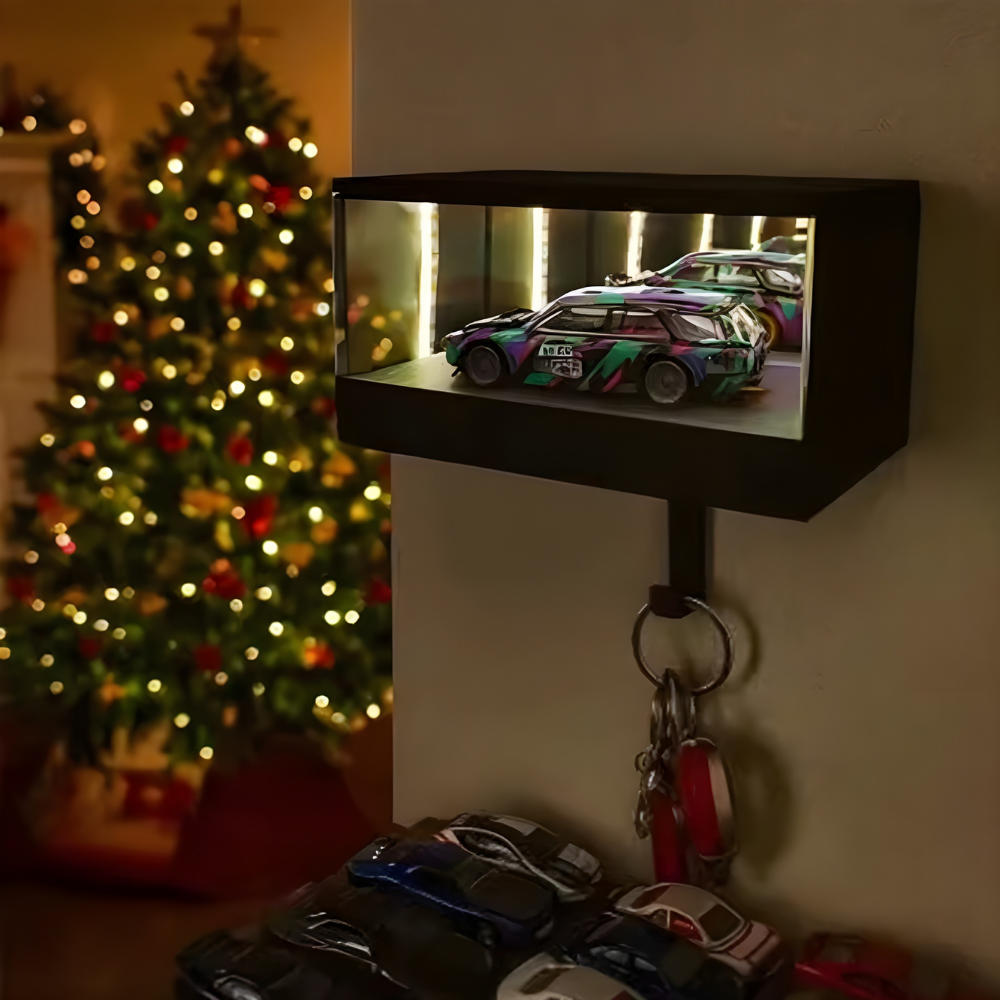 RacerBox™ – Beleuchteter Mini Autogaragen Schlüsselanhänger Halter