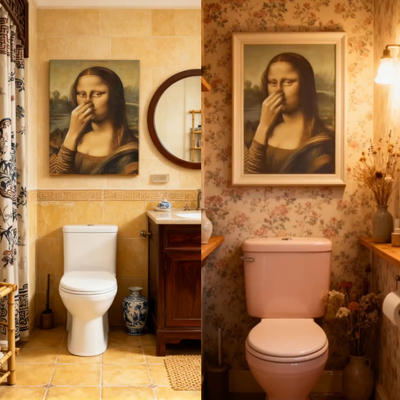 LooLisa™ – Vintage Lustige Badezimmer Monalisa Wandkunst