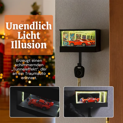 RacerBox™ – Beleuchteter Mini Autogaragen Schlüsselanhänger Halter