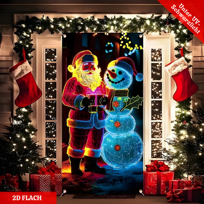 LumiFest™ – 2D Fluoreszierende Weihnachtsmann Türdekoration