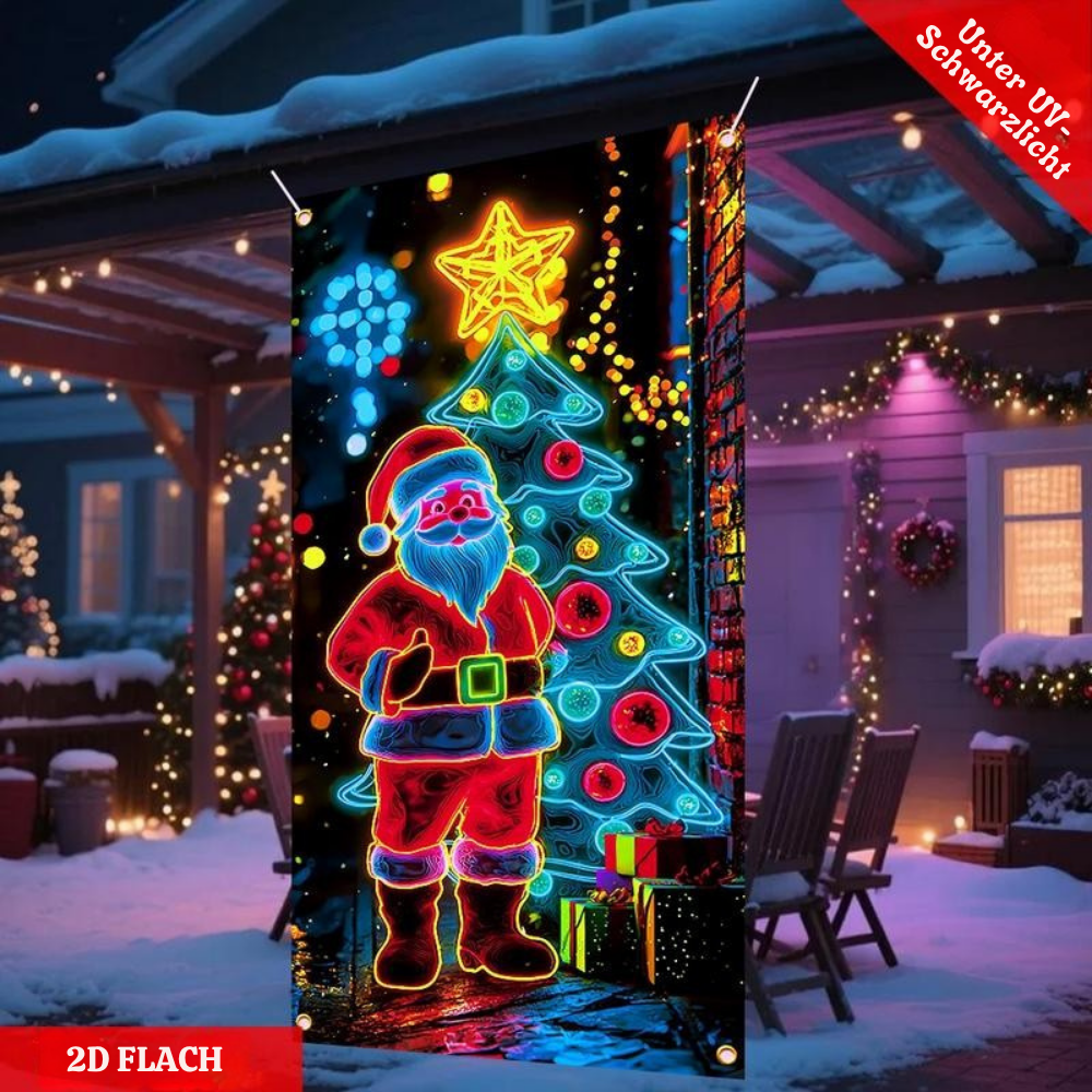 LumiFest™ – 2D Fluoreszierende Weihnachtsmann Türdekoration