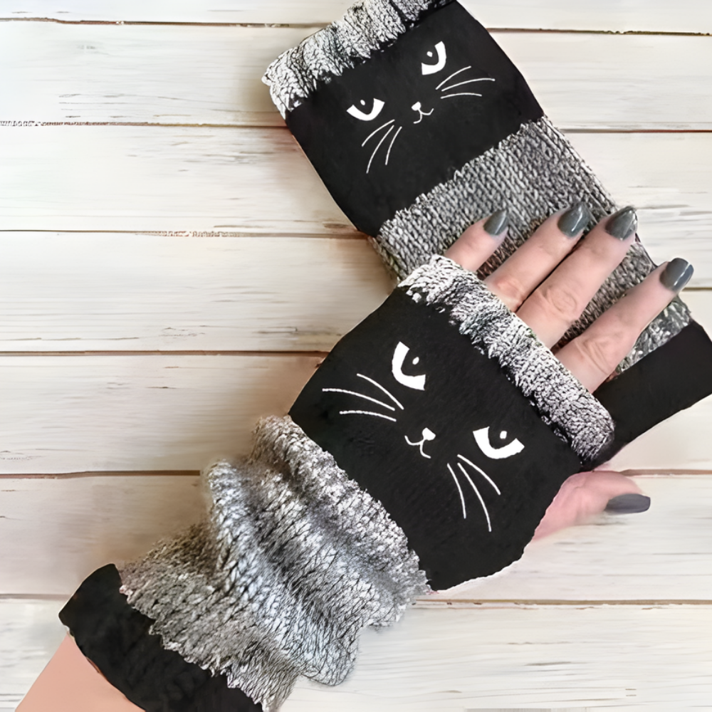CattaMitts™ – Gemütliche Strick Fingerlose Katzenhandschuhe für Damen