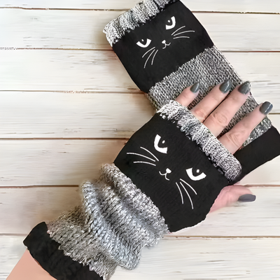 CattaMitts™ – Gemütliche Strick Fingerlose Katzenhandschuhe für Damen