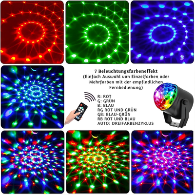 PartyNova™ – Mehrfarbige Rotierende LED Discolampe