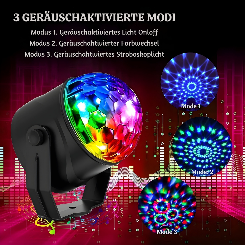 PartyNova™ – Mehrfarbige Rotierende LED Discolampe