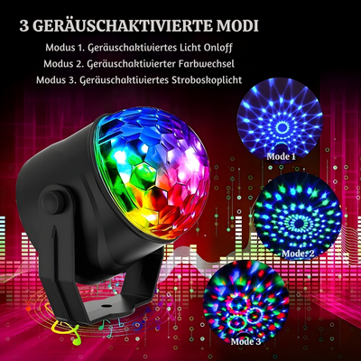 PartyNova™ – Mehrfarbige Rotierende LED Discolampe