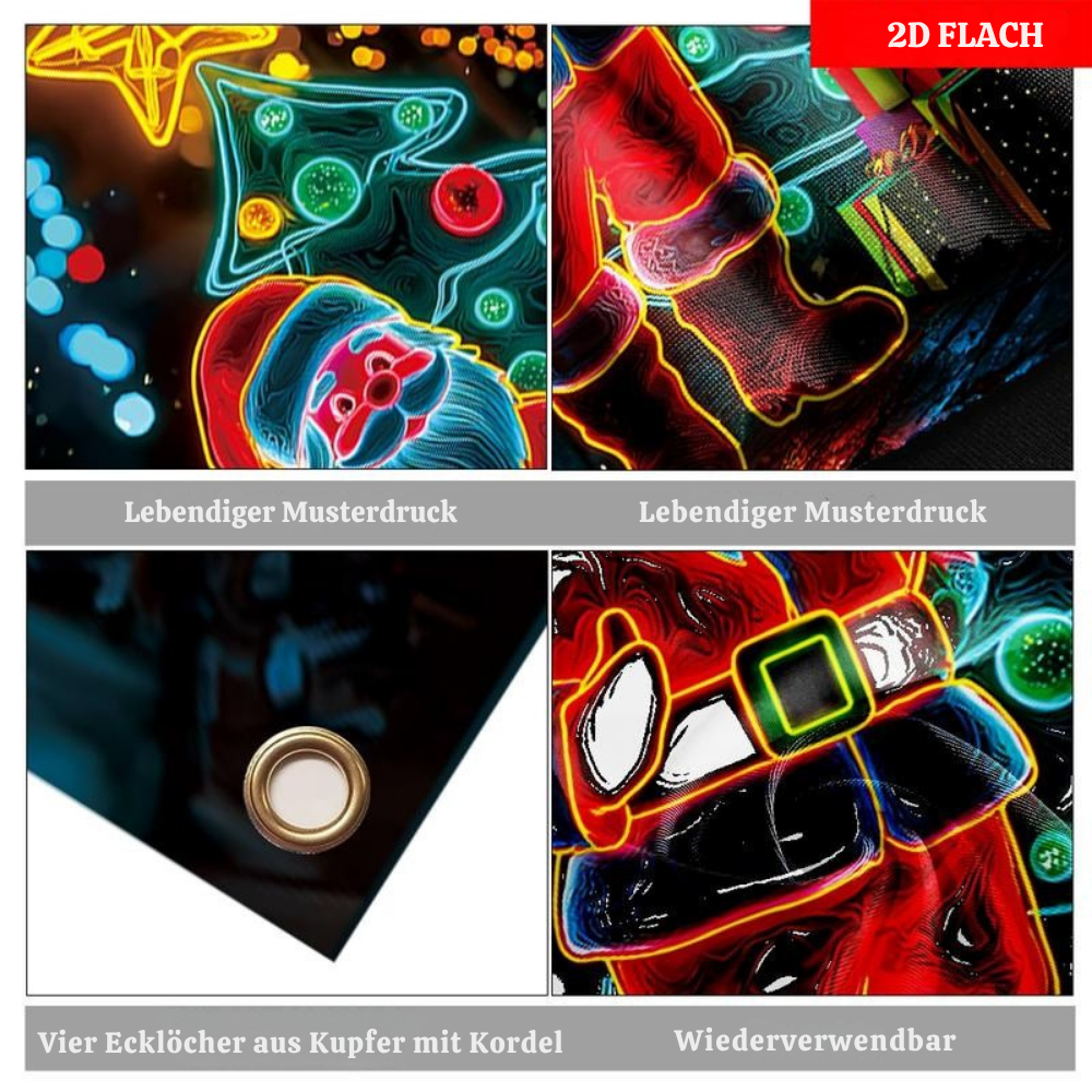 LumiFest™ – 2D Fluoreszierende Weihnachtsmann Türdekoration