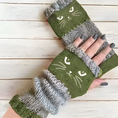 CattaMitts™ – Gemütliche Strick Fingerlose Katzenhandschuhe für Damen