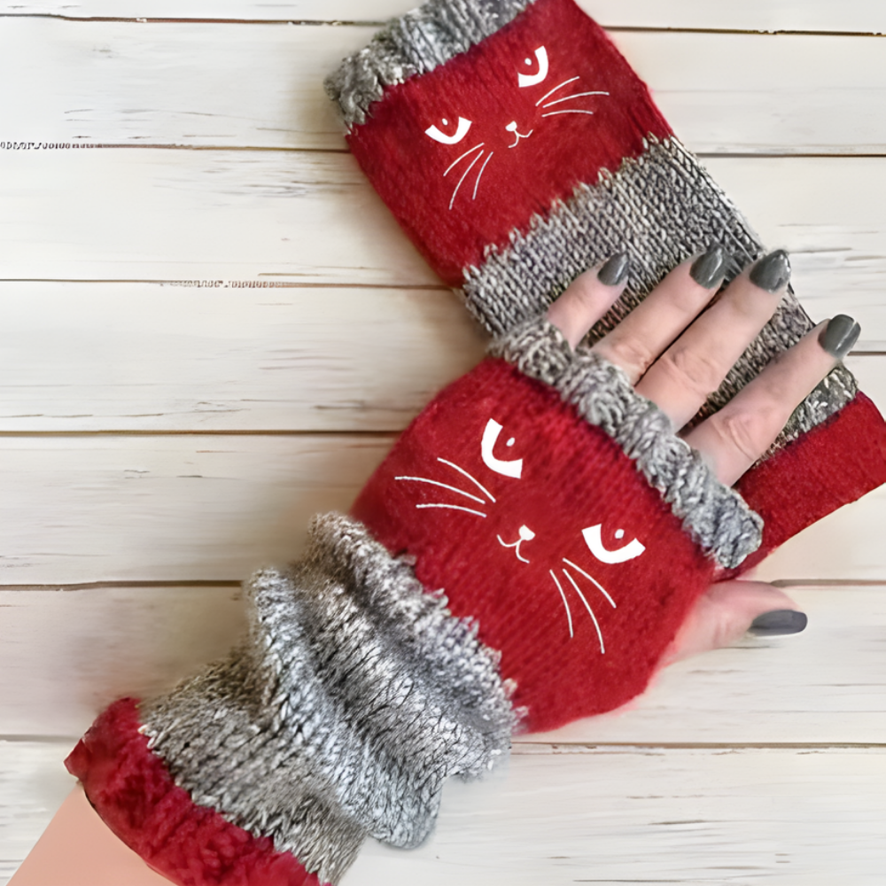 CattaMitts™ – Gemütliche Strick Fingerlose Katzenhandschuhe für Damen