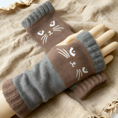 CattaMitts™ – Gemütliche Strick Fingerlose Katzenhandschuhe für Damen