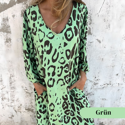 Savara™ – Elegantes Sommerkleid mit Leopardenmuster