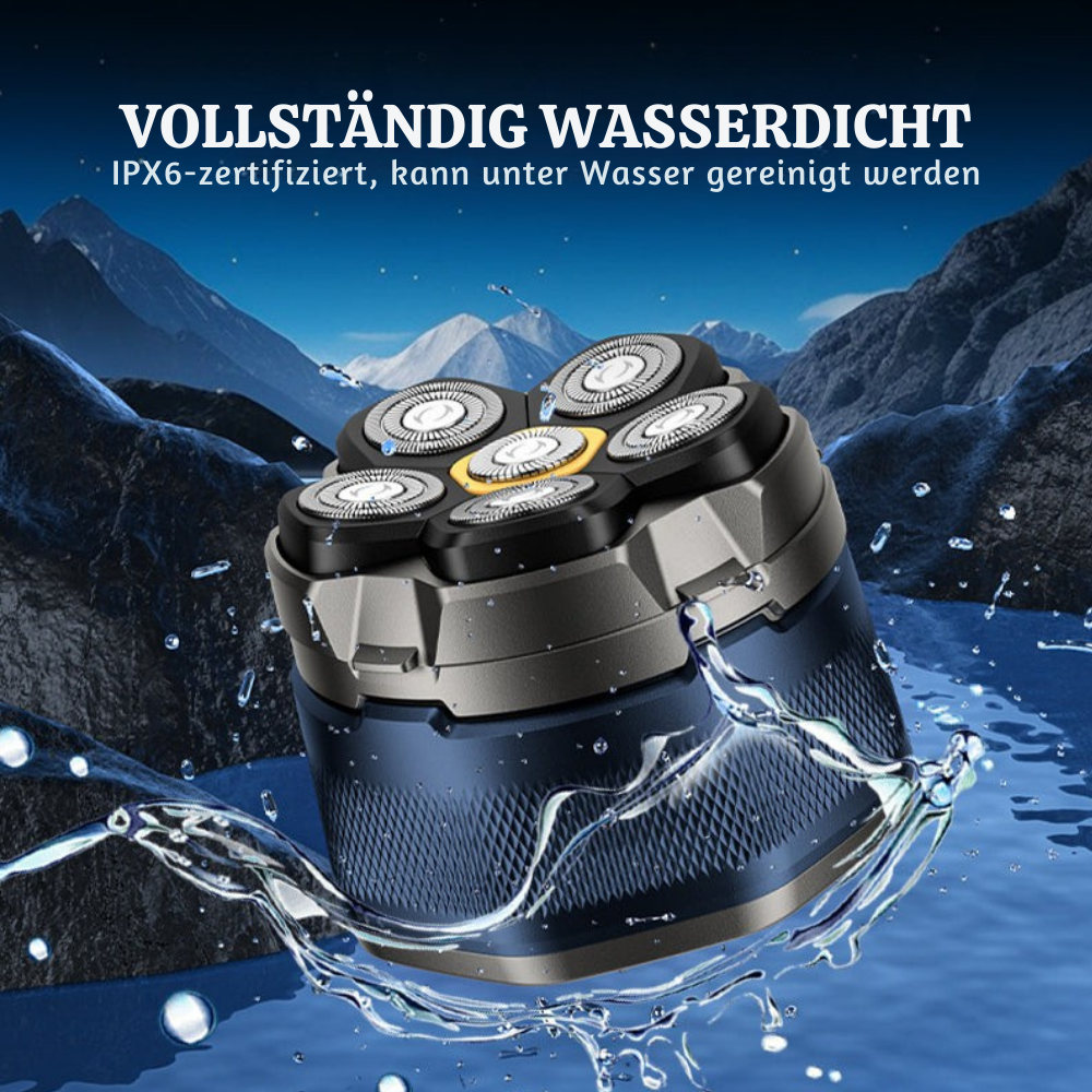 AquaDome™ – Wasserdichter 6-Klingen Kopf-Rasierer