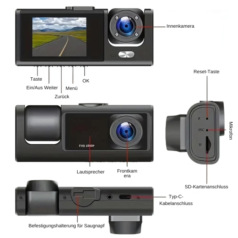 DashShield™ – Smarte HD-Multifunktions-Dashcam mit Nachtsicht