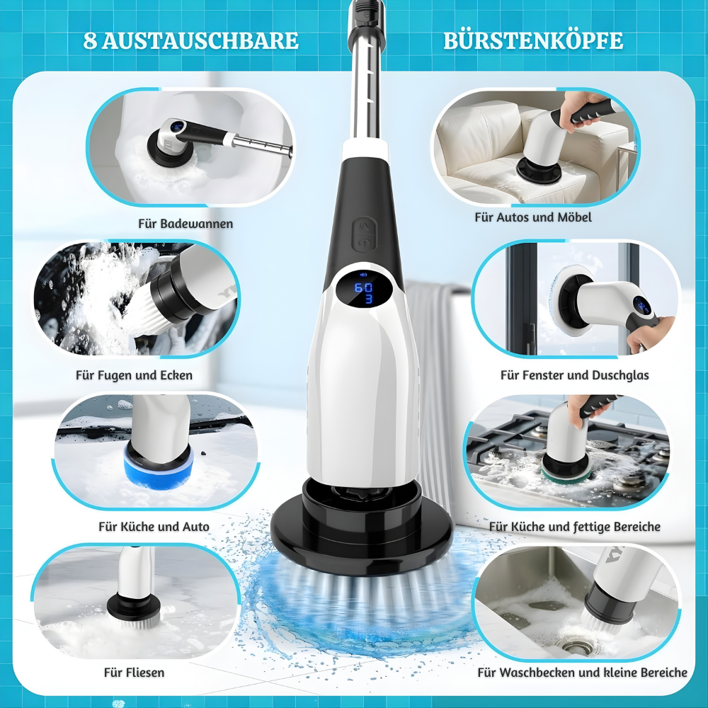ScrubEase™ – Multifunktionale 9-in-1 Elektrische Reinigungsbürste