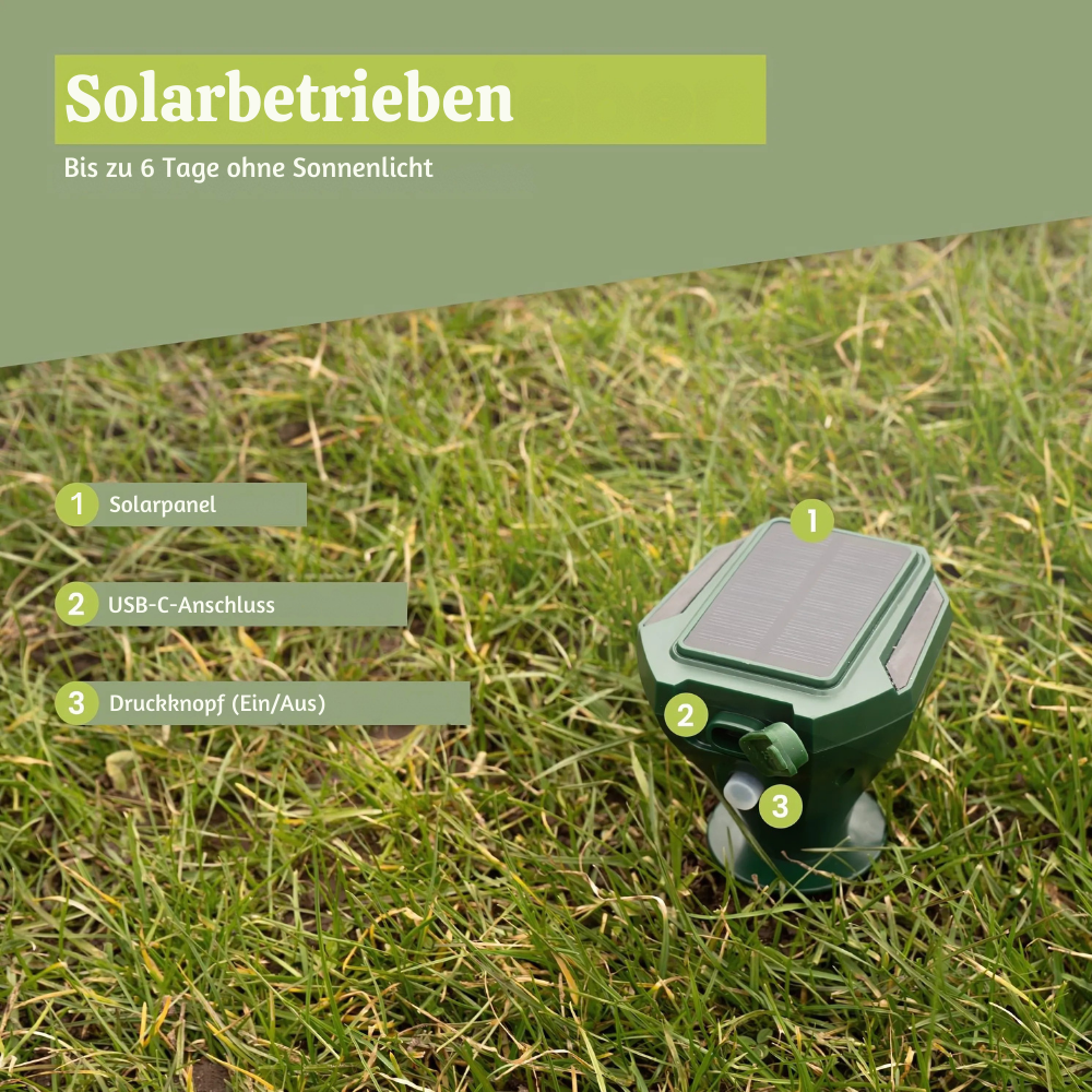 EcoShield™ – Solarbetriebenes Maulwurf- und Nagerabwehrgerät