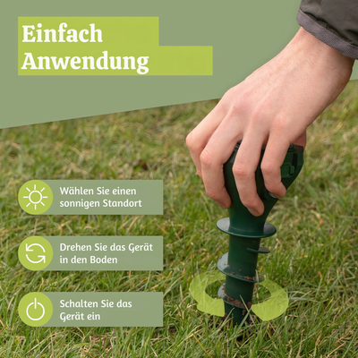 EcoShield™ – Solarbetriebenes Maulwurf- und Nagerabwehrgerät