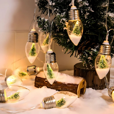 FrostGlow™ – LED Weihnachts-Lichterkette mit Schneeglühbirnen