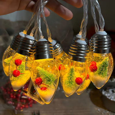FrostGlow™ – LED Weihnachts-Lichterkette mit Schneeglühbirnen