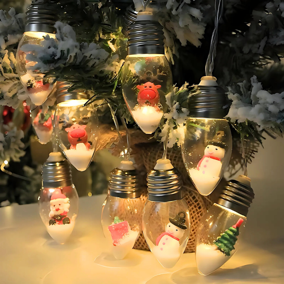 FrostGlow™ – LED Weihnachts-Lichterkette mit Schneeglühbirnen
