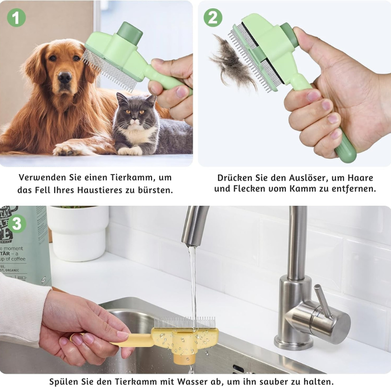 FurGleam™ – Selbstreinigende Fellpflegebürste