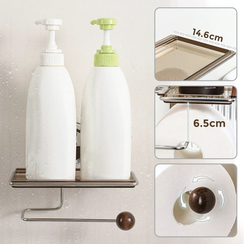 HoldNook™ – Bohrfreie Toilettenpapierhalterung mit Ablage
