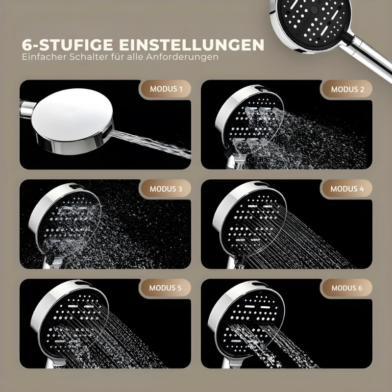 HydroHex™ – 6-Modus Hochdruck Duschkopf mit Wabendesign