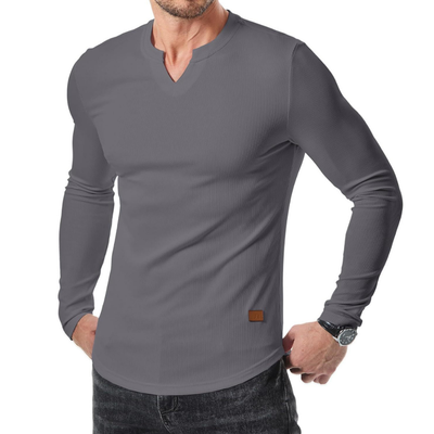 Johan™ – Herren Rippstrick Langarmshirt mit V-Ausschnitt
