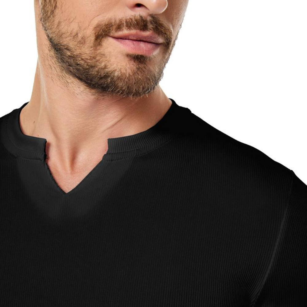 Johan™ – Herren Rippstrick Langarmshirt mit V-Ausschnitt