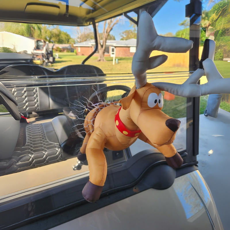 JollyCrash™ – Weihnachtsmann und Rentier Fenster-Crash Deko