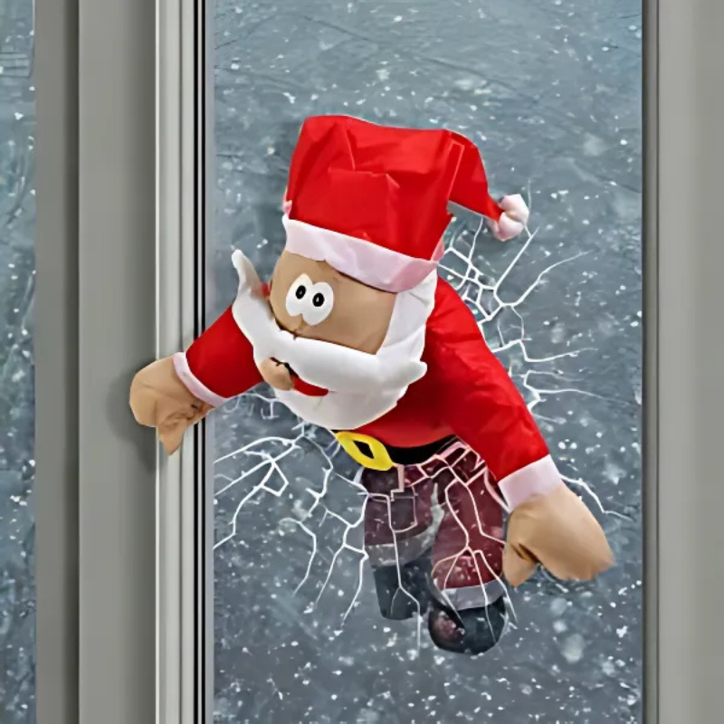JollyCrash™ – Weihnachtsmann und Rentier Fenster-Crash Deko