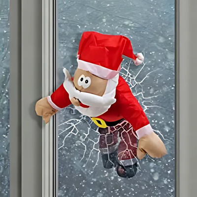 JollyCrash™ – Weihnachtsmann und Rentier Fenster-Crash Deko