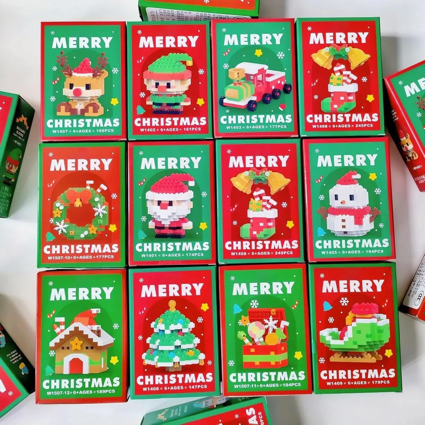 MerryBlocks™ – Weihnachts-Bauspielzeug mit 12 Bauklötzen