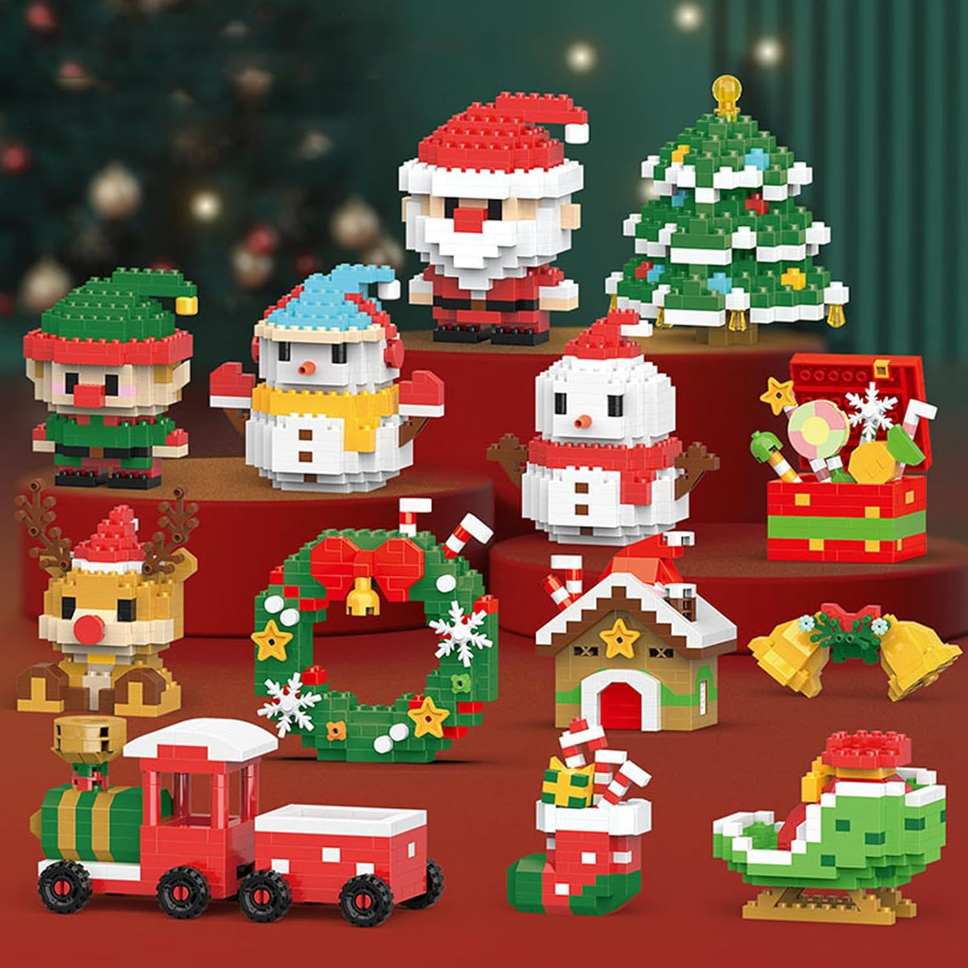 MerryBlocks™ – Weihnachts-Bauspielzeug mit 12 Bauklötzen