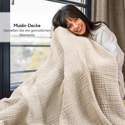 CozyHaven™ – Atmungsaktive Musselin-Decke