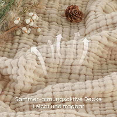 CozyHaven™ – Atmungsaktive Musselin-Decke