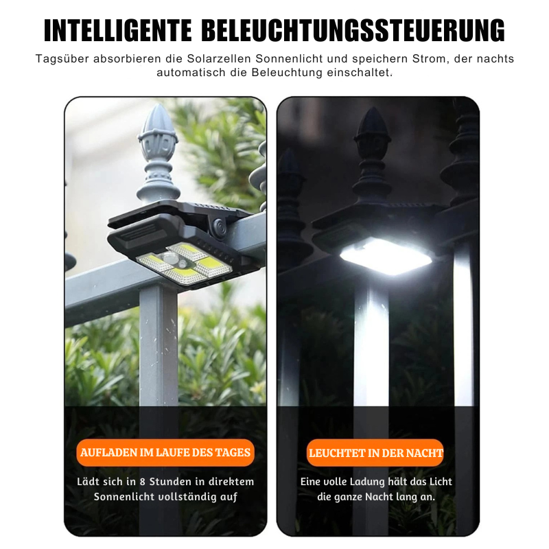 LumiClip™ – Solar-Clip-Leuchte mit Bewegungsmelder