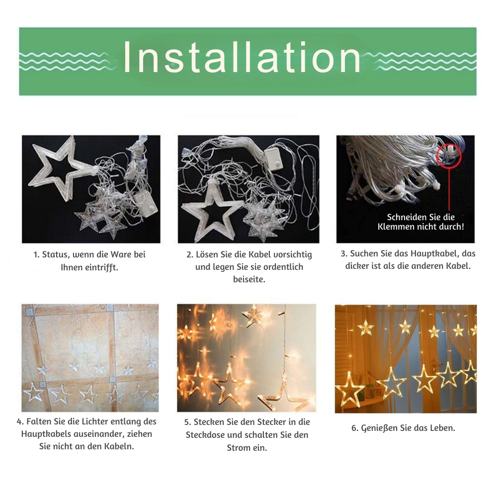 LumiStar™ – Funkelnde LED Sternenvorhang Lichterkette.