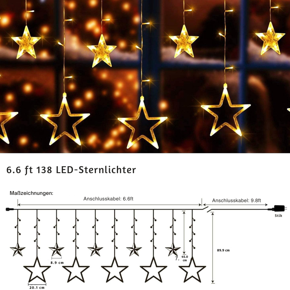 LumiStar™ – Funkelnde LED Sternenvorhang Lichterkette.