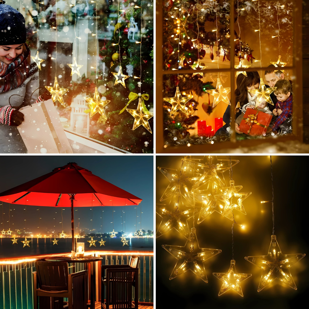 LumiStar™ – Funkelnde LED Sternenvorhang Lichterkette.