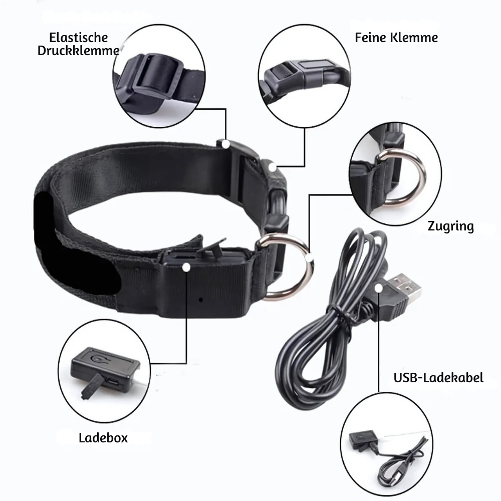 NightPup™ – LED Sicherheits-Leuchthalsband für Hunde