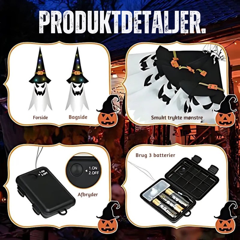 PhantomGlow™ - Halloween Hängende Geister-Hexenhut Lampen